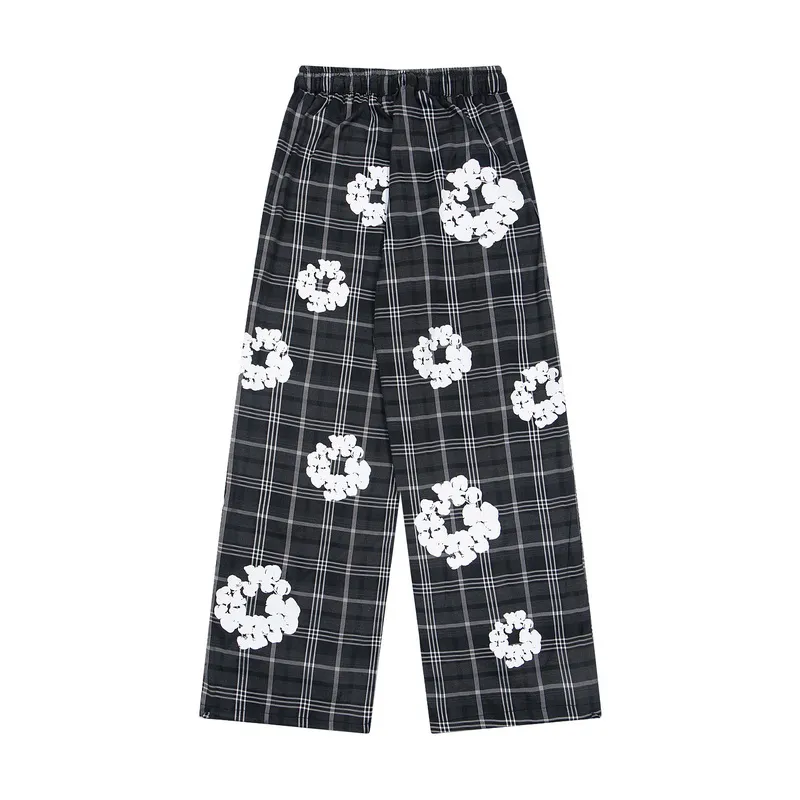 200💰D301# DENIM TEARS READYMADE foam kapok plaid casual pants 18 gray, red S-XL